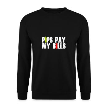 Pips pay my bills - Trader Stock Exchange - Unisex Sweatshirt - black - Front - Alina (178cm) & Michal (187cm)