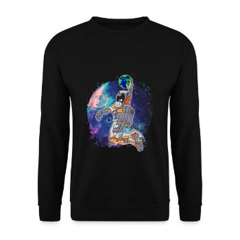 Un astronaute cool joue au basketball dans l'espace - Sweat-shirt Unisexe - noir - Devant - Alina (178cm) & Michal (187cm)