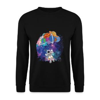 Ballons de la douce planète astronaute dans l'espace - Sweat-shirt Unisexe - noir - Devant - Alina (178cm) & Michal (187cm)