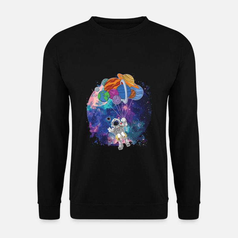 Süßer Astronaut Planeten Luftballons im Weltraum - Unisex Pullover - Schwarz