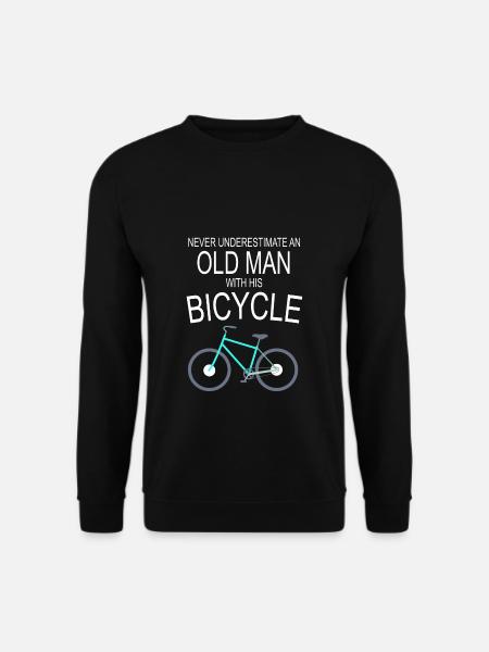 Old man with bicycle - Unisex Sweatshirt - black