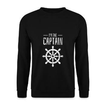 Sailing Captain Maritime Nautical Steering Wheel Gift - Unisex Sweatshirt - black - Front - Alina (178cm) & Michal (187cm)