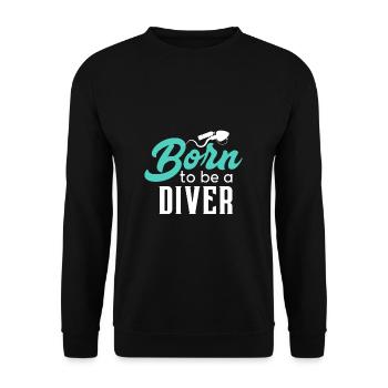 Born to be a diver - Diving fish snorkeling - Unisex Sweatshirt - black - Front - Alina (178cm) & Michal (187cm)
