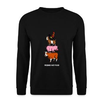 Friends Not Food Veganer Vegane Ernährung Geschenk - Unisex Pullover - Schwarz - Vorne - Alina (178cm) & Michal (187cm)