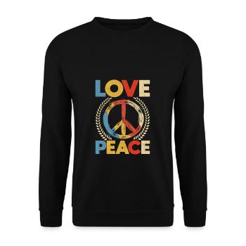 Love Peace Hippi Shirt Hippie Flower Power - Sweat-shirt Unisexe - noir - Devant - Alina (178cm) & Michal (187cm)