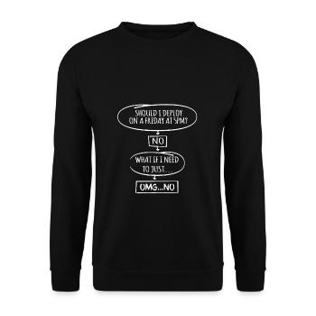 Code Programmierer Nerd Update Entwickler Geschenk - Unisex Pullover - Schwarz - Vorne - Alina (178cm) & Michal (187cm)