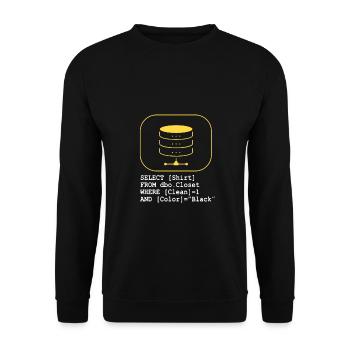 Code Datenbank SQL Sarkasmus Entwickler Geschenk - Unisex Pullover - Schwarz - Vorne - Alina (178cm) & Michal (187cm)
