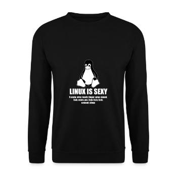 Linux Root SUDO Unix Shell Sexy lustiges Geschenk - Unisex Pullover - Schwarz - Vorne - Alina (178cm) & Michal (187cm)
