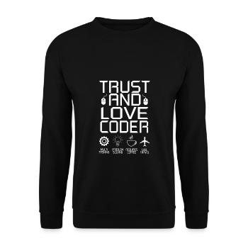 Coder Programmierer Kaffee Entwickler Geschenk - Unisex Pullover - Schwarz - Vorne - Alina (178cm) & Michal (187cm)
