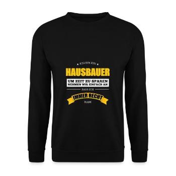 Geschenkidee Hausbauer - Unisex Pullover - Schwarz - Vorne - Alina (178cm) & Michal (187cm)