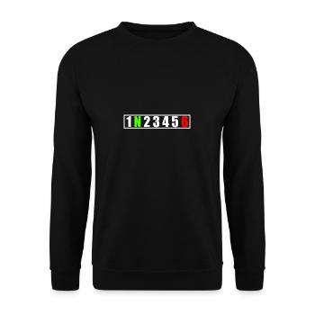 Supersportler Schalten - Unisex Pullover - Schwarz - Vorne - Alina (178cm) & Michal (187cm)