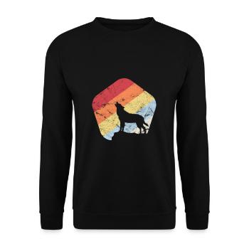 Wolf Full Moon Howling Mystic Vintage Forest Gift - Unisex Sweatshirt - black - Front - Alina (178cm) & Michal (187cm)
