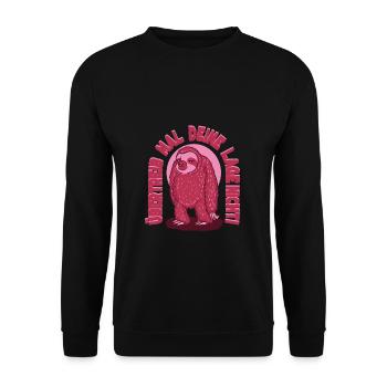 Faultier Faultiere Faulenzer Faul Modus Geschenk - Unisex Pullover - Schwarz - Vorne - Alina (178cm) & Michal (187cm)