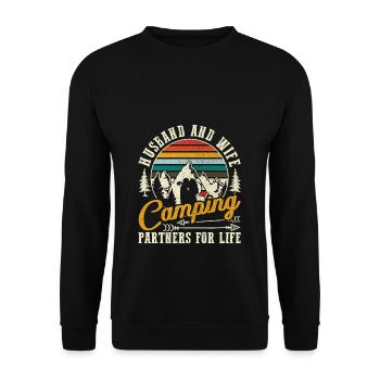 Man and woman camping partners for life - Unisex Sweatshirt - black - Front - Alina (178cm) & Michal (187cm)