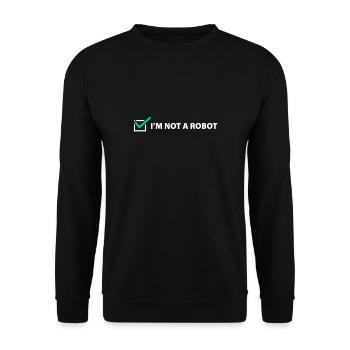 Captcha Code Roboter Sarkasmus Influencer Geschenk - Unisex Pullover - Schwarz - Vorne - Alina (178cm) & Michal (187cm)