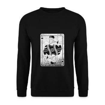Herz König Poker Karte Halloween Kostüm lustig - Unisex Pullover - Schwarz - Vorne - Alina (178cm) & Michal (187cm)