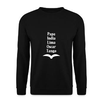 Alphabet pilote PILOT | Billet d'avion - Sweat-shirt Unisexe - noir - Devant - Alina (178cm) & Michal (187cm)
