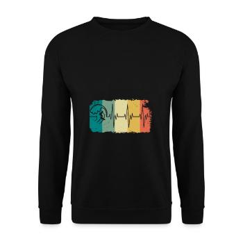 Surfer Herzschlag Surfen vintage surfer heartbeat - Unisex Pullover - Schwarz - Vorne - Alina (178cm) & Michal (187cm)