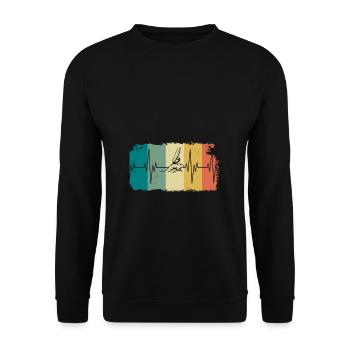 Herzschlag Windsurfer Windsurfen Vintage Geschenke - Unisex Pullover - Schwarz - Vorne - Alina (178cm) & Michal (187cm)