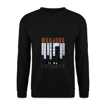 Mahjong is my therapy Mah Jong Solitaire Play - Unisex Sweatshirt - black - Front - Alina (178cm) & Michal (187cm)