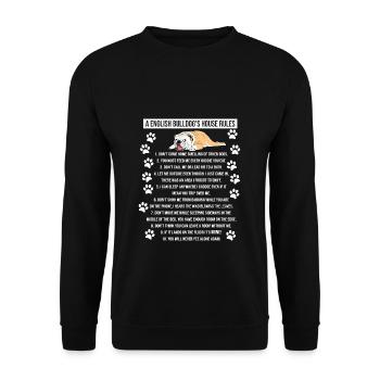 Bulldog Anglais Bulldog House Rule Chien Cadeau - Sweat-shirt Unisexe - noir - Devant - Alina (178cm) & Michal (187cm)