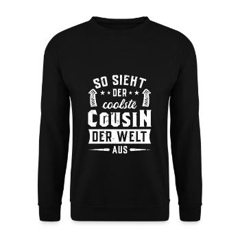 SO SIEHT DER COOLSTE COUSIN DER WELT AUS - Unisex Pullover - Schwarz - Vorne - Alina (178cm) & Michal (187cm)