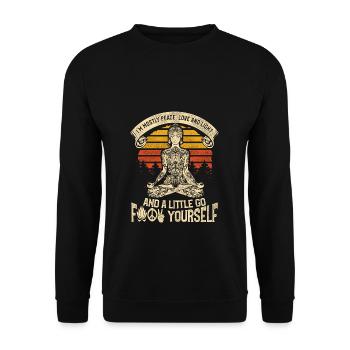 I am Mostly Peace Love And Light Vintage Woman - Unisex Pullover - Schwarz - Vorne - Alina (178cm) & Michal (187cm)