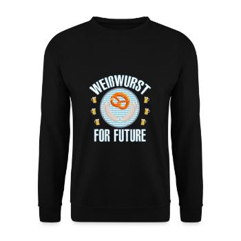 Weisswurst For Future Bayern lustig Geschenk - Unisex Pullover - Schwarz - Vorne - Alina (178cm) & Michal (187cm)
