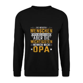 Opa Enkel - Die Wichtigsten nennen mich OPA - Unisex Pullover - Schwarz - Vorne - Alina (178cm) & Michal (187cm)