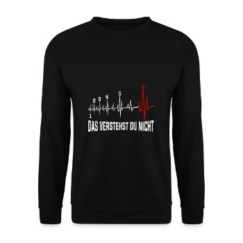 Herzschlag Motorrad Puls 6 das verstehst du nicht - Unisex Pullover - Schwarz - Vorne - Alina (178cm) & Michal (187cm)