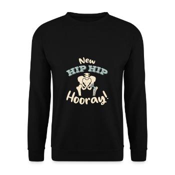 Hip Hip Hooray New Hip Surgery OP Bones - Unisex Sweatshirt - black - Front - Alina (178cm) & Michal (187cm)