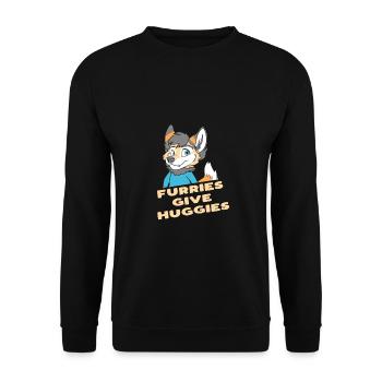Furries Give Huggies Furry Fandom Fursuit Hugs - Unisex Sweatshirt - black - Front - Alina (178cm) & Michal (187cm)
