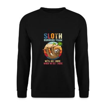 Faultier Lauf Laufen Joggen Team Marathon Geschenk - Unisex Pullover - Schwarz - Vorne - Alina (178cm) & Michal (187cm)