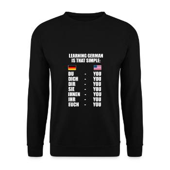 Apprendre l'allemand peut être si facile - anglais - Sweat-shirt Unisexe - noir - Devant - Alina (178cm) & Michal (187cm)