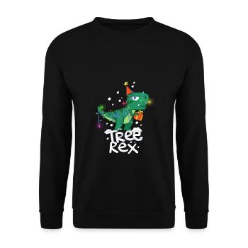 Tree Rex lustiges Dinosaurier Weihnachtsgeschenk - Unisex Pullover - Schwarz - Vorne - Alina (178cm) & Michal (187cm)