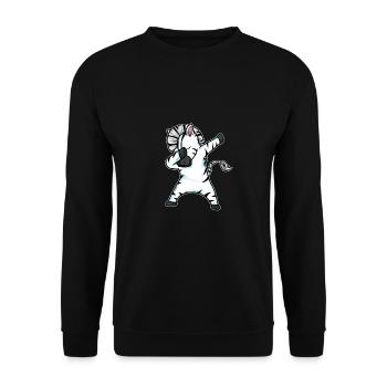 Dabbing Zebra Lustig Dab Tanz Geschenk Geburtstag - Unisex Pullover - Schwarz - Vorne - Alina (178cm) & Michal (187cm)