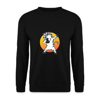 Dabbing Zebra Lustig Dab Tanz Geschenk Geburtstag - Unisex Pullover - Schwarz - Vorne - Alina (178cm) & Michal (187cm)