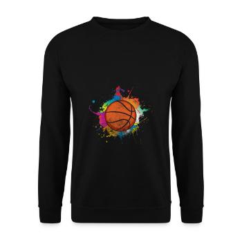 Joueur de basket-ball jeu de basket-ball sport d'équipe éclaboussure de peinture - Sweat-shirt Unisexe - noir - Devant - Alina (178cm) & Michal (187cm)