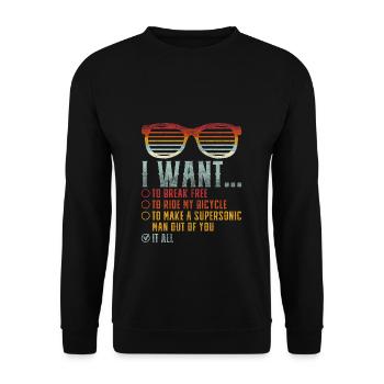 I Want To Break Free Sunglasses Funny Choice Motif - Unisex Sweatshirt - black - Front - Alina (178cm) & Michal (187cm)