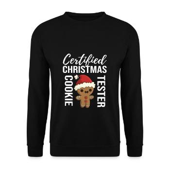 CHRISTMAS COOKIE TESTER GIFT IDEA - Unisex Pullover - Schwarz - Vorne - Alina (178cm) & Michal (187cm)