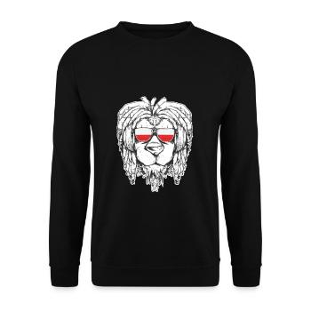 Rasta Biker Patriot Löwe Polen Geschenk Geburtstag - Unisex Pullover - Schwarz - Vorne - Alina (178cm) & Michal (187cm)