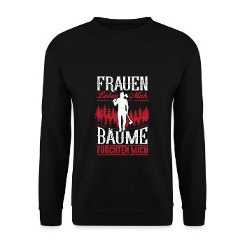 Cadeau de bois bûcheron forestier Woodman - Sweat-shirt Unisexe - noir - Devant - Alina (178cm) & Michal (187cm)