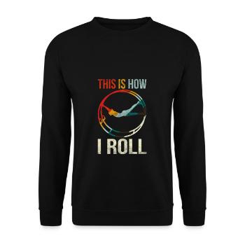 Rhönrad Turnen Rhönrad Fahren Sport Geschenk Idee - Unisex Pullover - Schwarz - Vorne - Alina (178cm) & Michal (187cm)