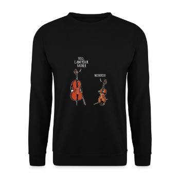 Violine Cello Ich bin dein Vater - Unisex Pullover - Schwarz - Vorne - Alina (178cm) & Michal (187cm)