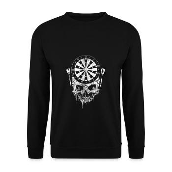 Dart Spieler Totenkopf Dart Scheibe Darts Tunier - Unisex Pullover - Schwarz - Vorne - Alina (178cm) & Michal (187cm)