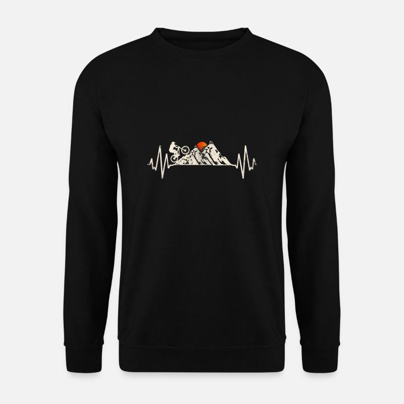 Mountainbike Herzschlag Uphill Downhill MTB Berge - Unisex Pullover - Schwarz