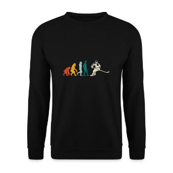 Eishockey Evolution Vintage Retro Geschenk - Unisex Pullover - Schwarz - Vorne - Alina (178cm) & Michal (187cm)
