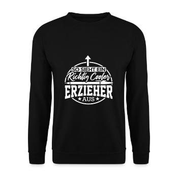 Erzieher Erzieherin Kindergarten Geschenk Abschied - Unisex Pullover - Schwarz - Vorne - Alina (178cm) & Michal (187cm)