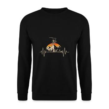 Mountaineering ski heartbeat mountains ski gift vintage - Unisex Sweatshirt - black - Front - Alina (178cm) & Michal (187cm)