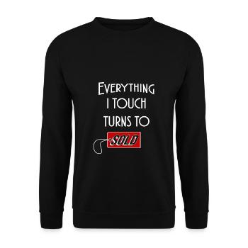 Makler Verkäufer Ich verkaufe alles - Unisex Pullover - Schwarz - Vorne - Alina (178cm) & Michal (187cm)